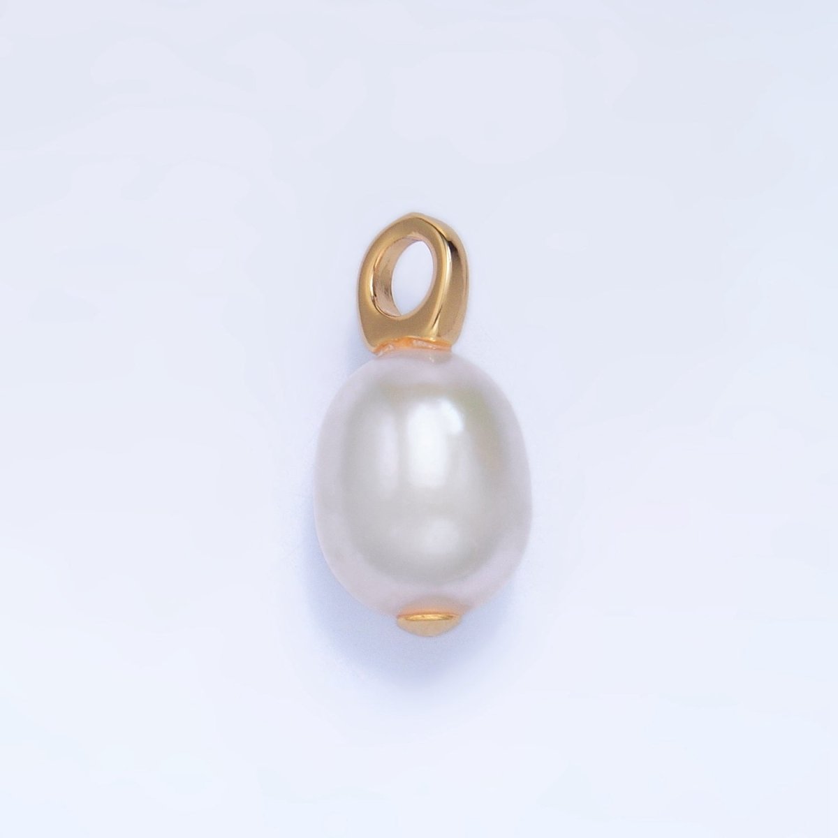 24K Gold Filled 17mm White Button Freshwater Pearl Drop Minimalist Pendant | P1917