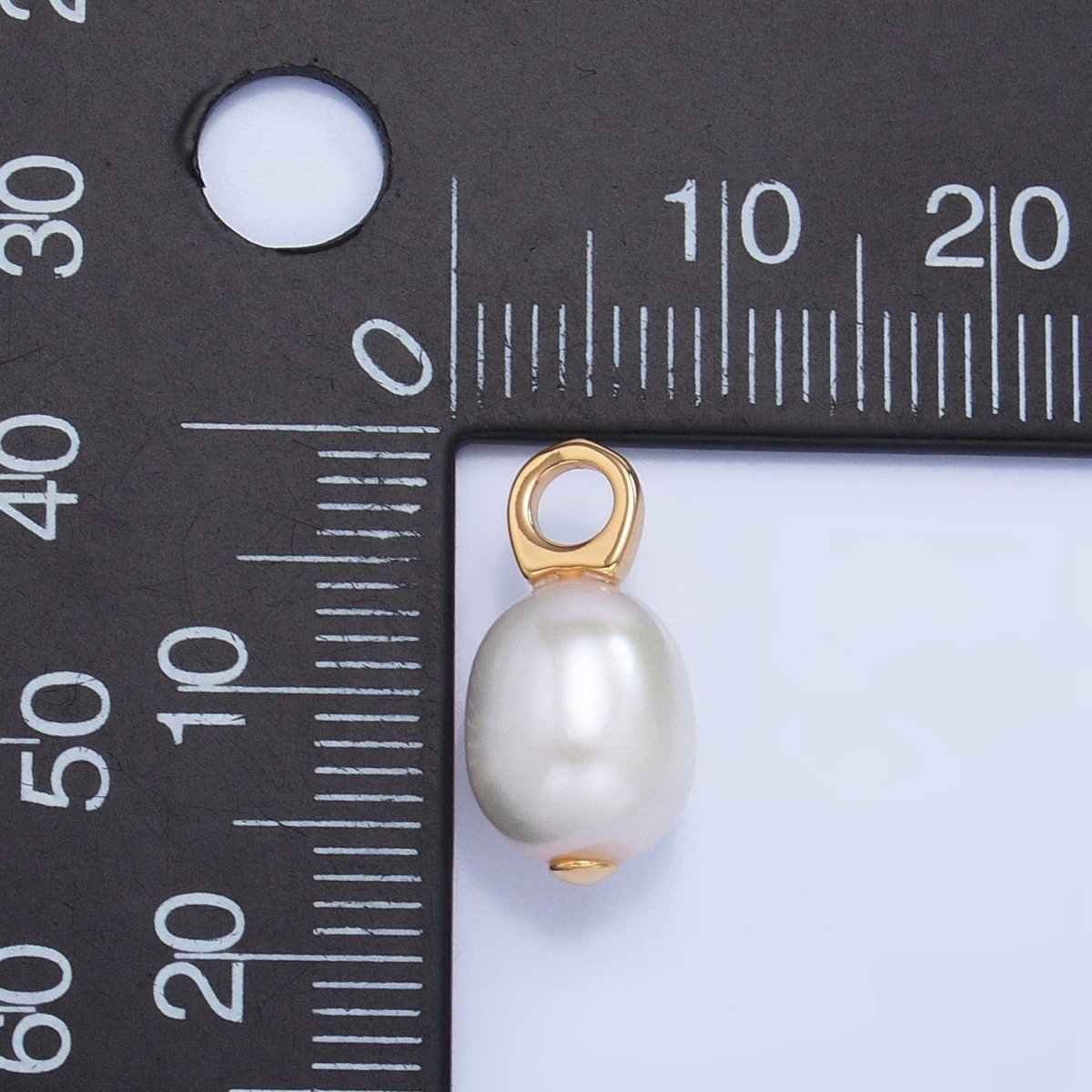 24K Gold Filled 17mm White Button Freshwater Pearl Drop Minimalist Pendant | P1917
