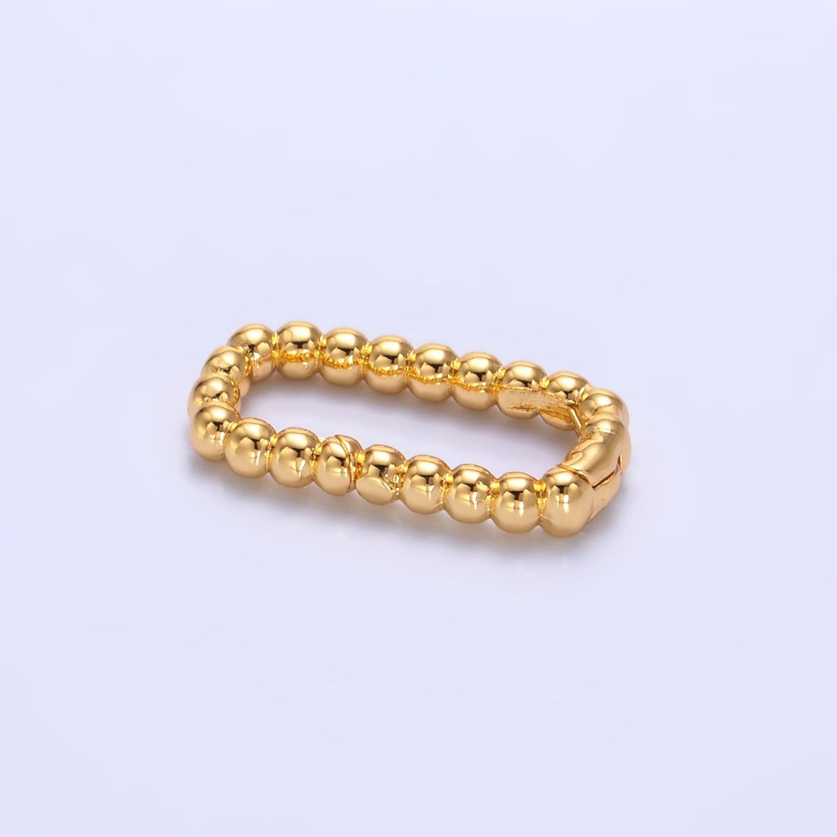 24K Gold Filled 18mm Beaded Bubble Push Rectangle Spring Gate Finding | Z1021
