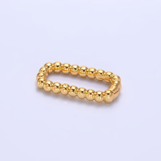 24K Gold Filled 18mm Beaded Bubble Push Rectangle Spring Gate Finding | Z1021