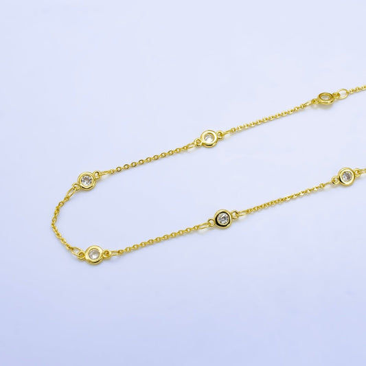 24K Gold Filled 19mm Spaced CZ Bezel Satellite Chain by Yard | Roll-1532