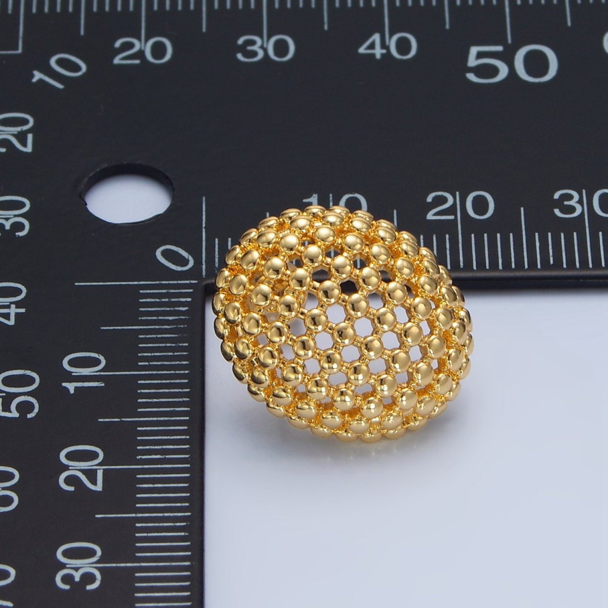 24K Gold Filled 20mm Dotted Oval Geometric Stud Earrings | P124