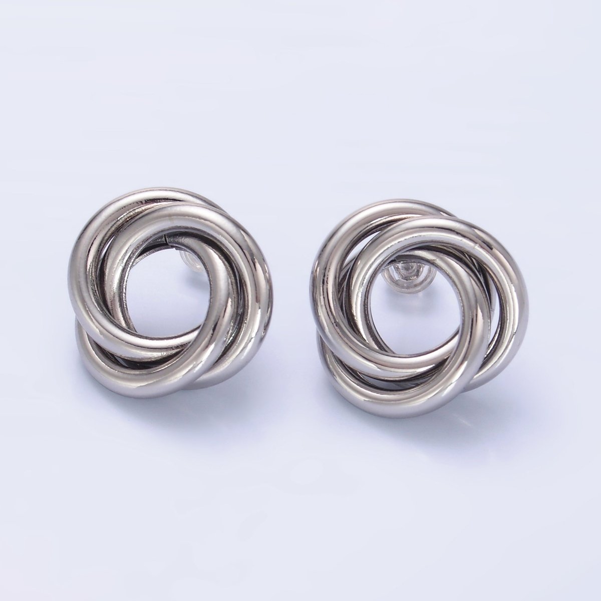 24K Gold Filled 20mm Geometric Circular Knot Stud Earrings in Gold & Silver | AB706 AB707