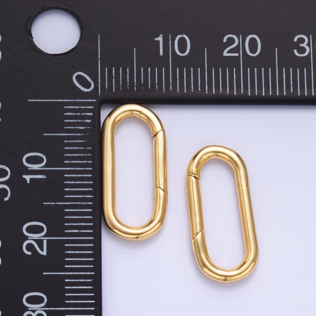24K Gold Filled 20mm Minimalist Oblong Pull Gate Findings | Z1044