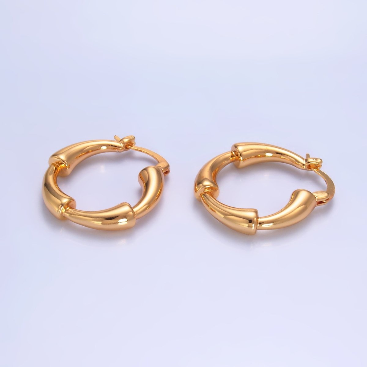 24K Gold Filled 25mm Geometric Band Latch Hoop Earrings | AB1469