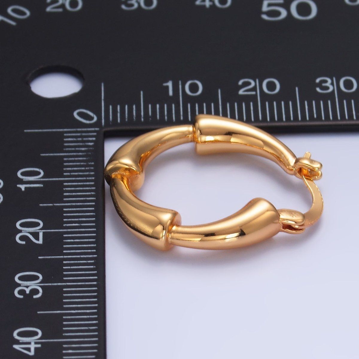 24K Gold Filled 25mm Geometric Band Latch Hoop Earrings | AB1469