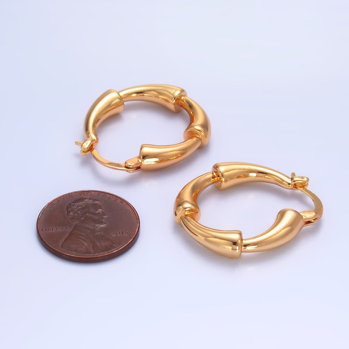 24K Gold Filled 25mm Geometric Band Latch Hoop Earrings | AB1469