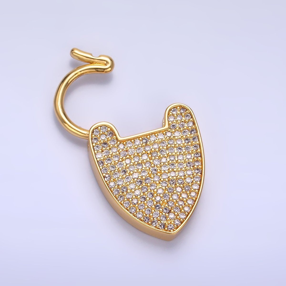 24K Gold Filled 25mm Micro Paved CZ Filigree Padlock Findings | Z1029