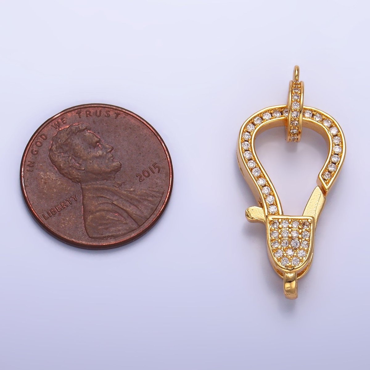 24K Gold Filled 25mm Micro Paved CZ Lobster Claw Clasps Closure Findings | Z1028