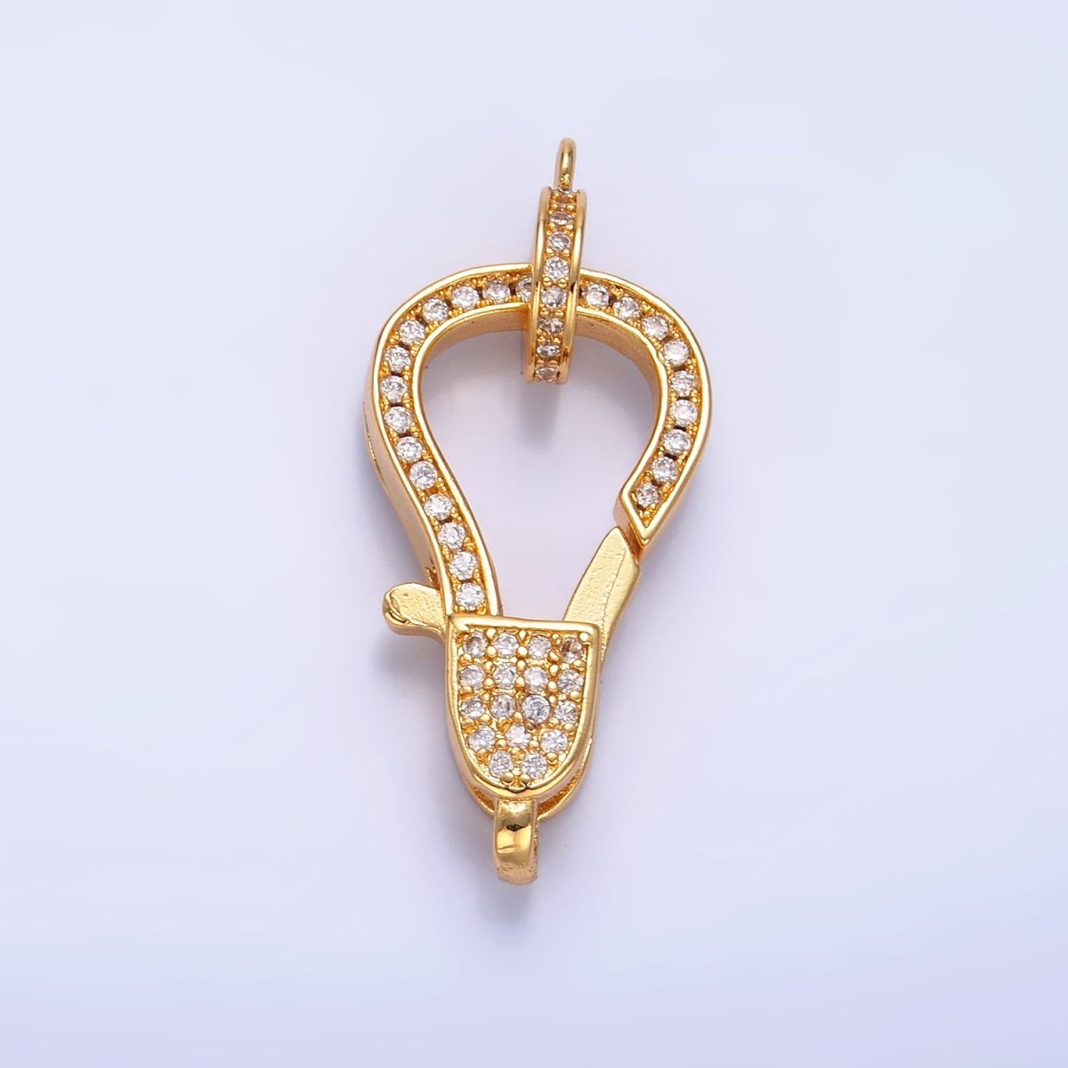 24K Gold Filled 25mm Micro Paved CZ Lobster Claw Clasps Closure Findings | Z1028