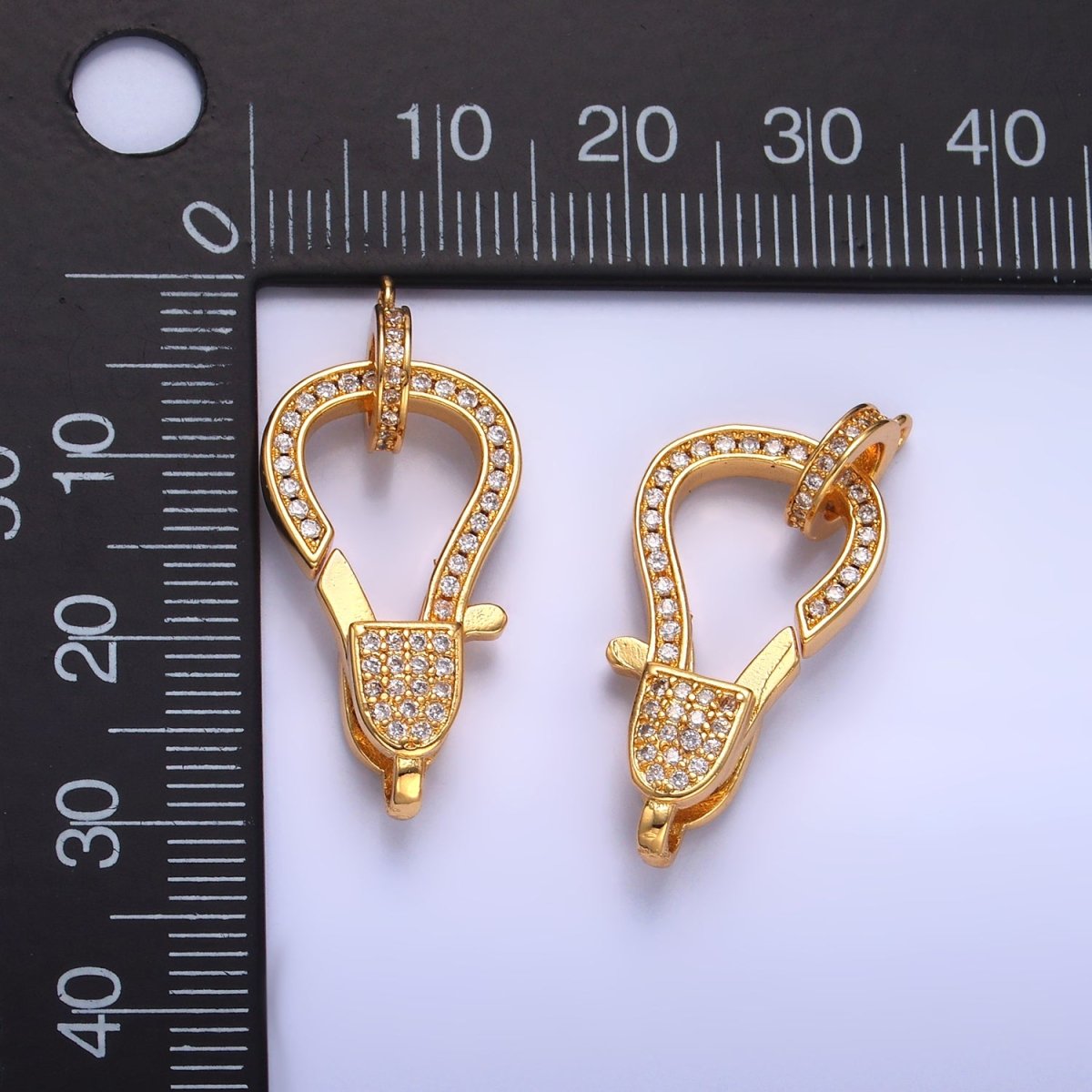 24K Gold Filled 25mm Micro Paved CZ Lobster Claw Clasps Closure Findings | Z1028