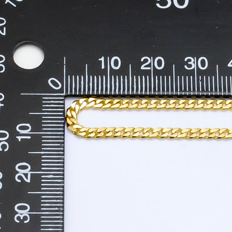 24K Gold Filled 2mm Thin Cuban Chain by Yard | ROLL-1534