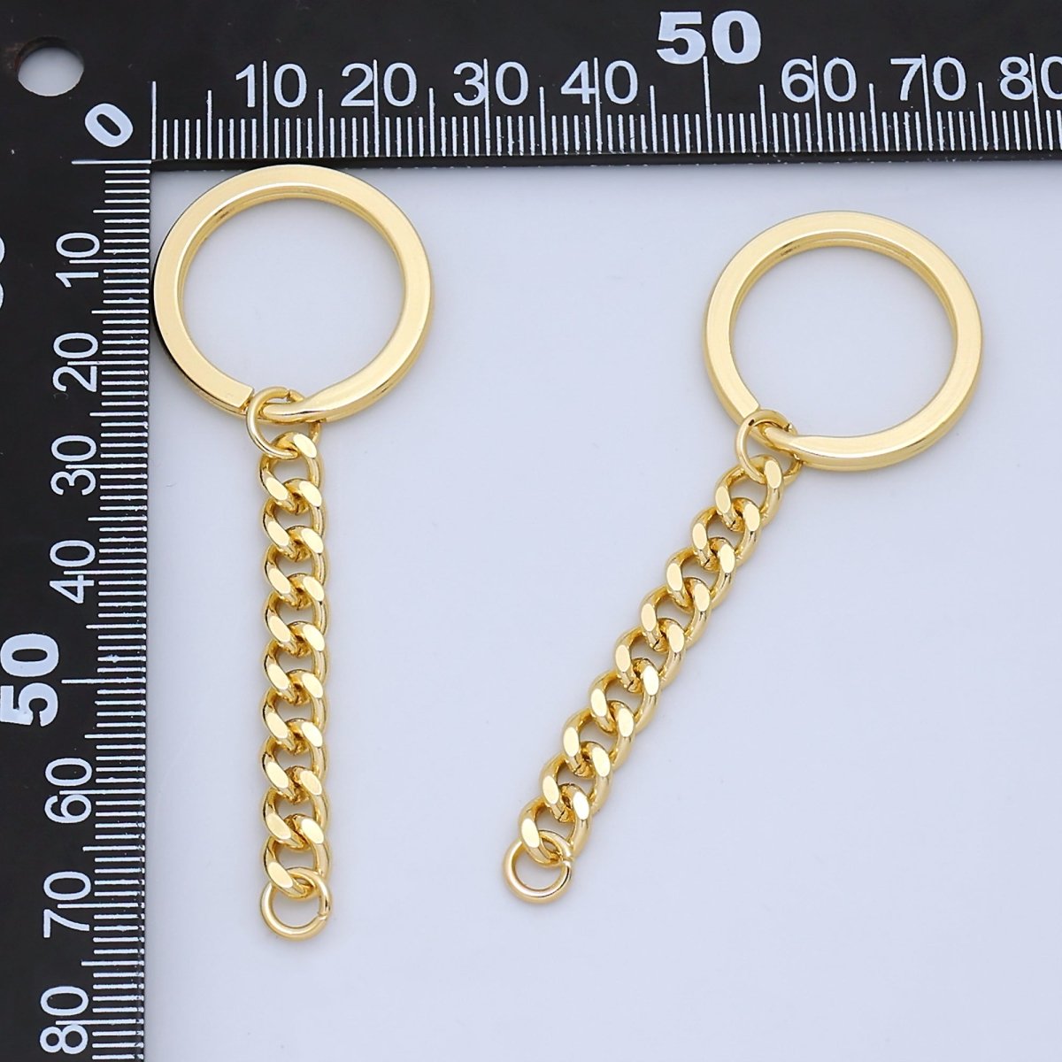 24K Gold Filled 3-Inch Concave Curb Chain Drop Keychain Findings | Z1072