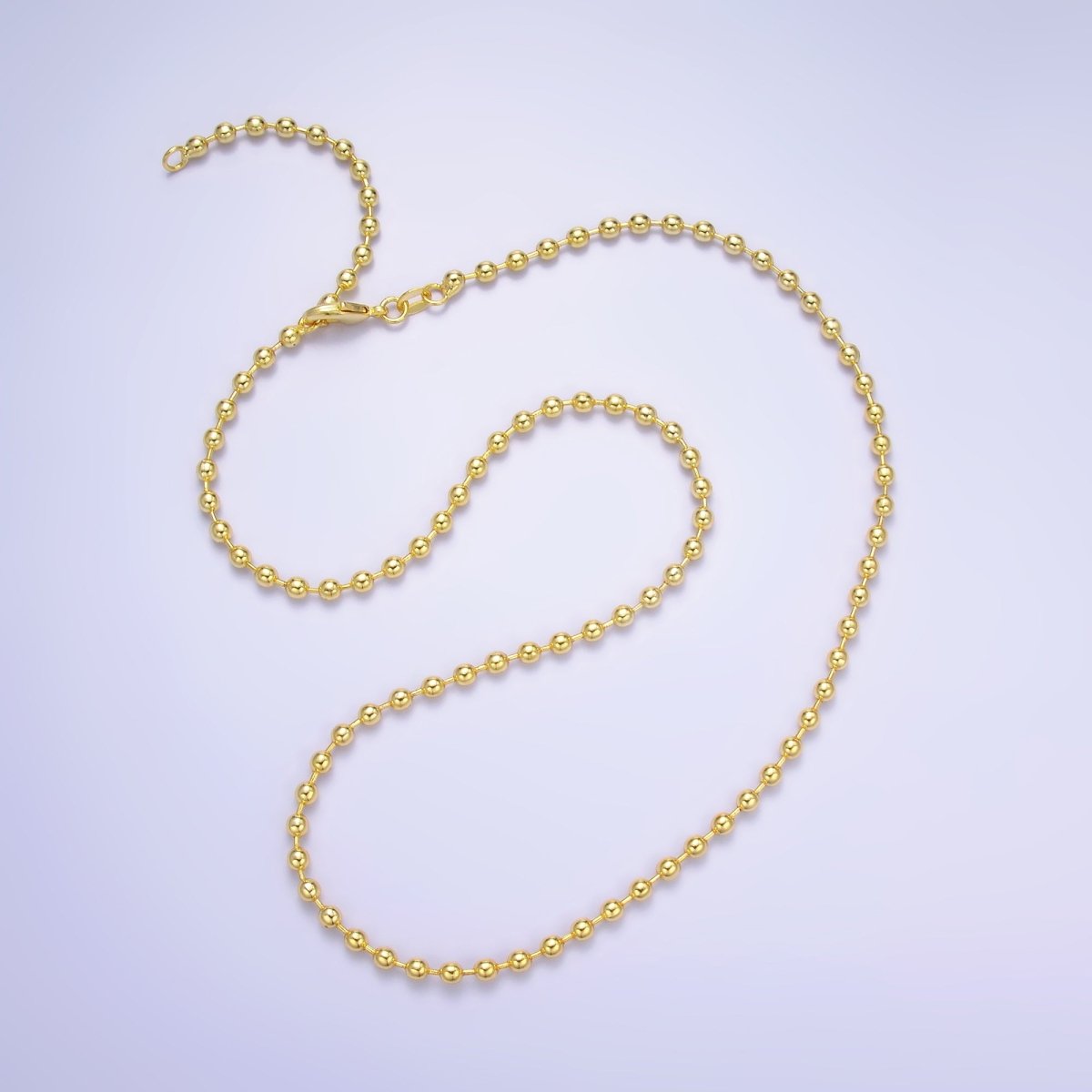 24K Gold Filled 3mm Bead Bar 18 Inch with 2 Inch Extender | WA-2741