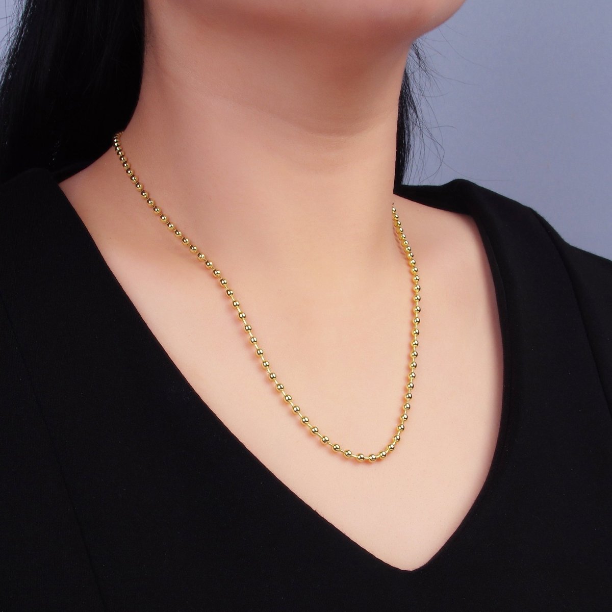 24K Gold Filled 3mm Bead Bar 18 Inch with 2 Inch Extender | WA-2741