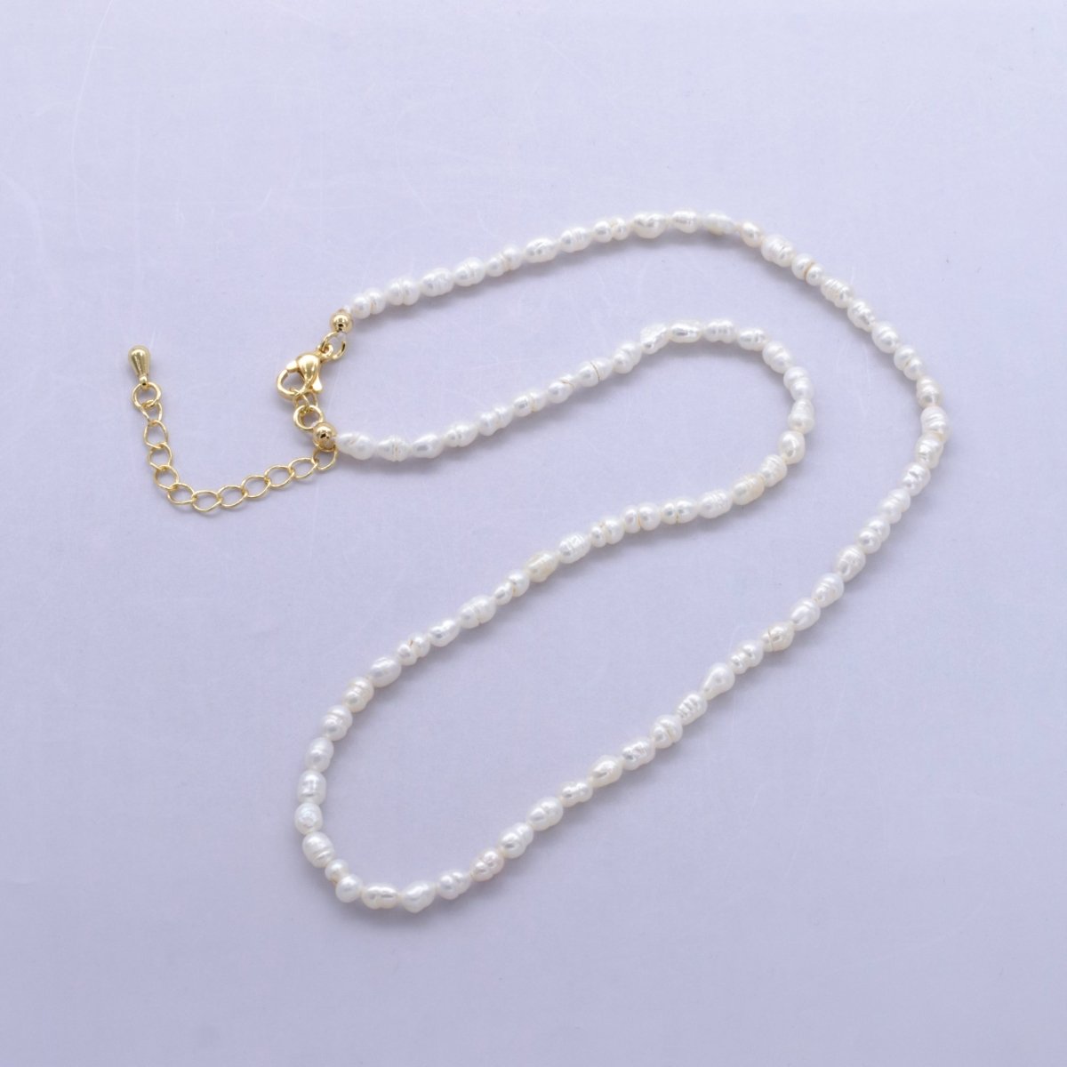 24K Gold Filled 3mm Freshwater Pearl 16.5 Inch Choker Necklace | WA-2724