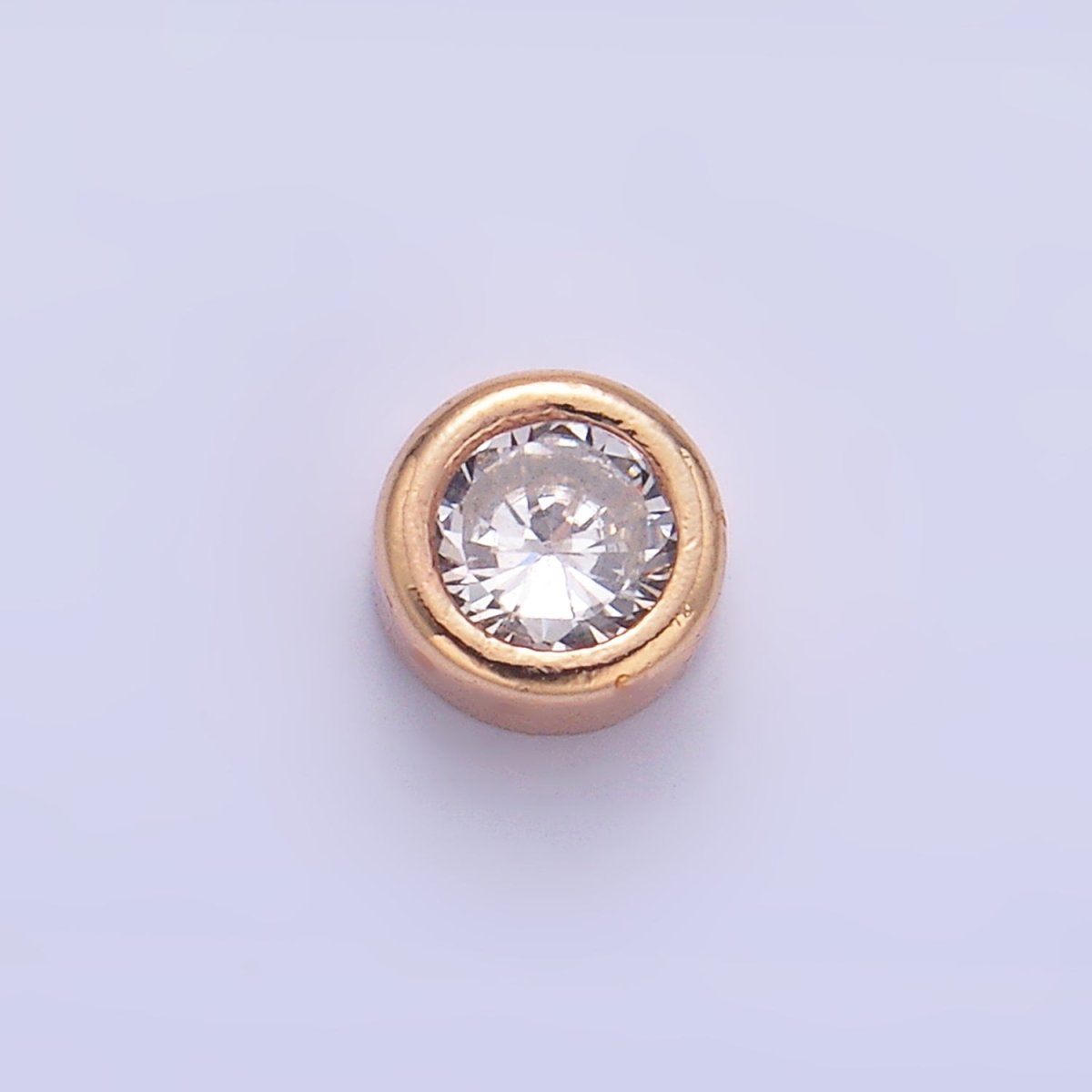 24K Gold Filled 4.2mm Clear, Purple Round CZ Bezel Bead | B114 B117