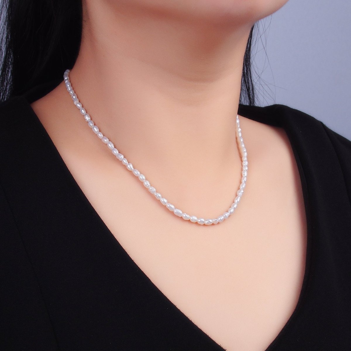 24K Gold Filled 4mm Freshwater Pearl 16 Inch Choker Necklace | WA-2729