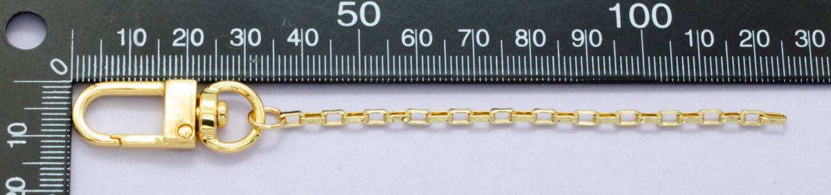 24K Gold Filled 5-Inch Box Link Chain Bag Purse Charm Swivel Keychain Findings | WA-2908