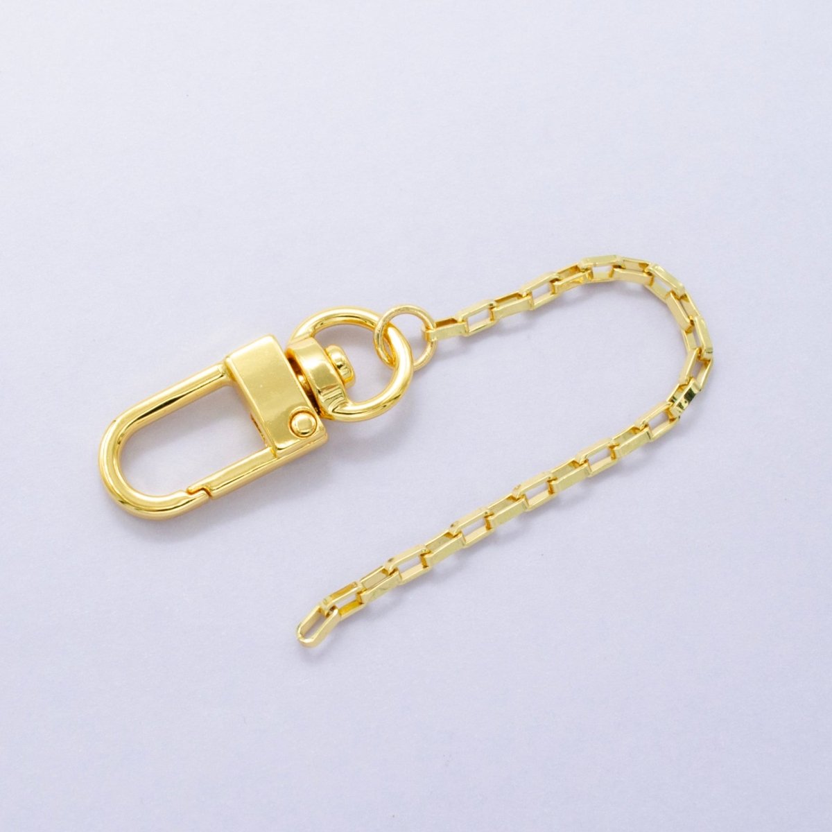24K Gold Filled 5-Inch Box Link Chain Bag Purse Charm Swivel Keychain Findings | WA-2908