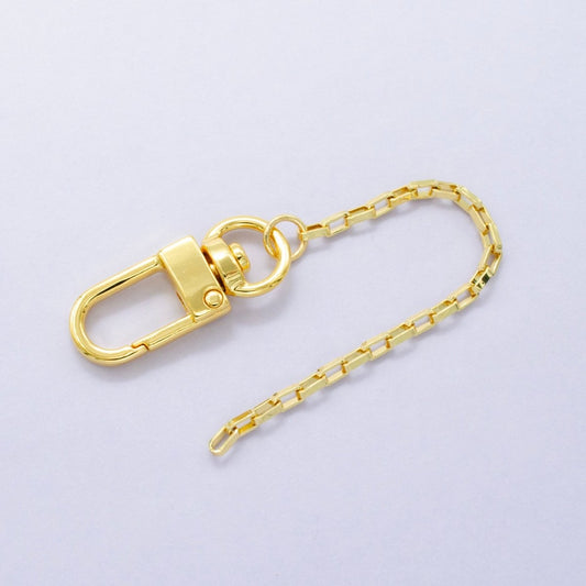 24K Gold Filled 5-Inch Box Link Chain Bag Purse Charm Swivel Keychain Findings | WA-2908