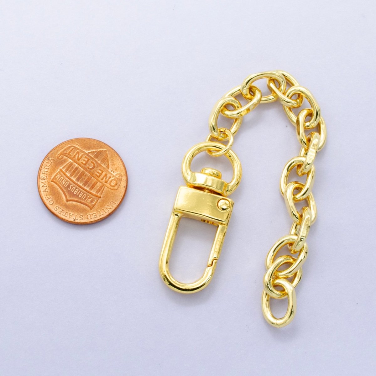 24K Gold Filled 5-Inch Cable Chain Bag Purse Charm Swivel Keychain Findings | WA-2898