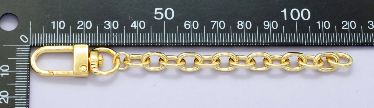 24K Gold Filled 5-Inch Cable Chain Bag Purse Charm Swivel Keychain Findings | WA-2898