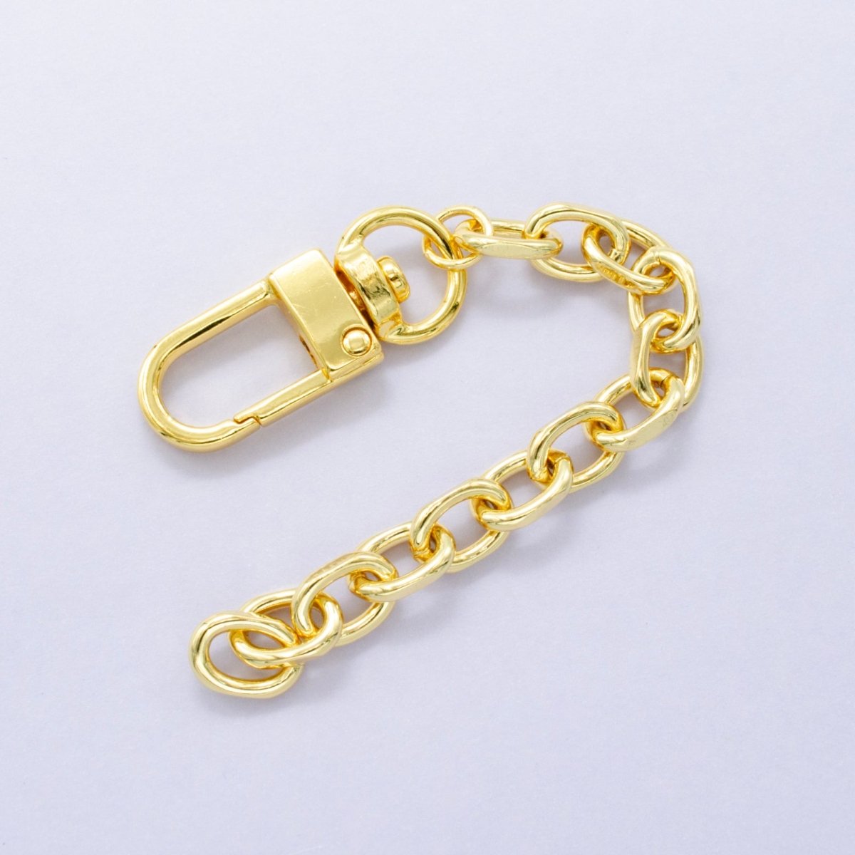 24K Gold Filled 5-Inch Cable Chain Bag Purse Charm Swivel Keychain Findings | WA-2898