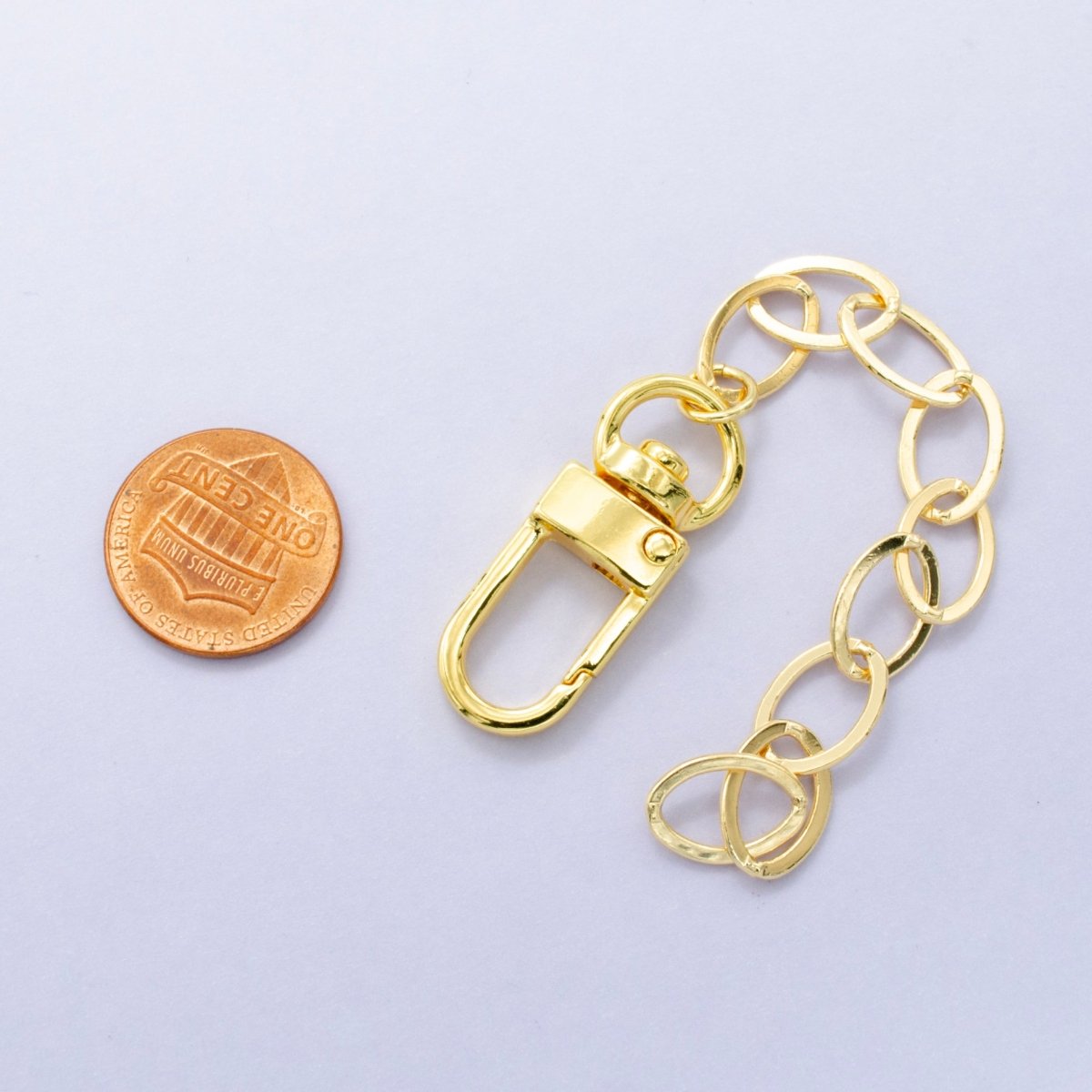24K Gold Filled 5-Inch Cable Link Chain Curb Bag Purse Charm Swivel Keychain Findings | WA-2895