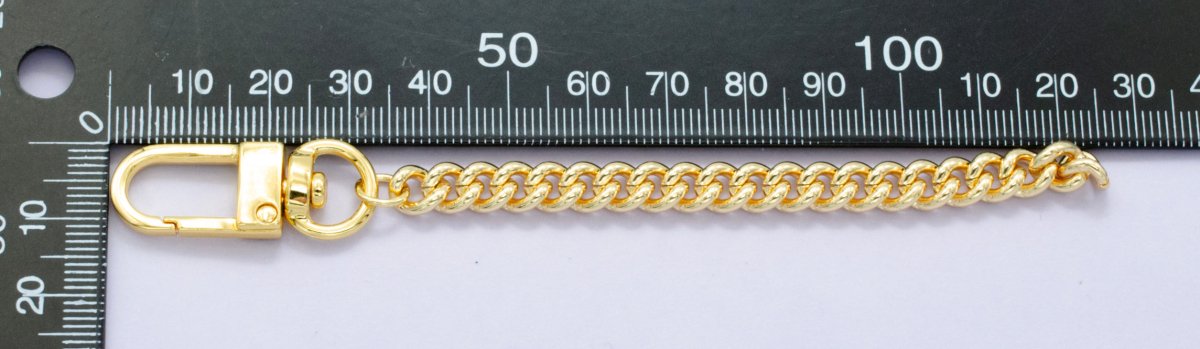 24K Gold Filled 5-Inch Cuban Curb Bag Purse Charm Swivel Keychain Findings | WA-2896