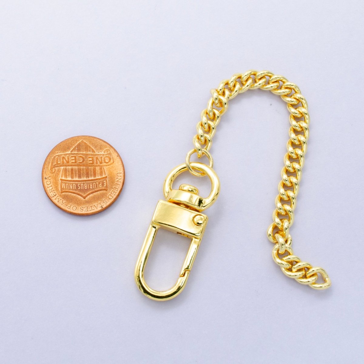 24K Gold Filled 5-Inch Curb Chain Bag Purse Charm Swivel Keychain Findings | WA-2904