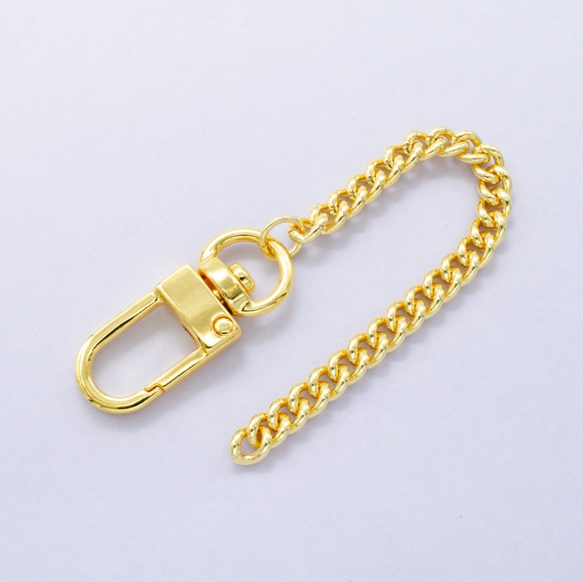 24K Gold Filled 5-Inch Curb Chain Bag Purse Charm Swivel Keychain Findings | WA-2904
