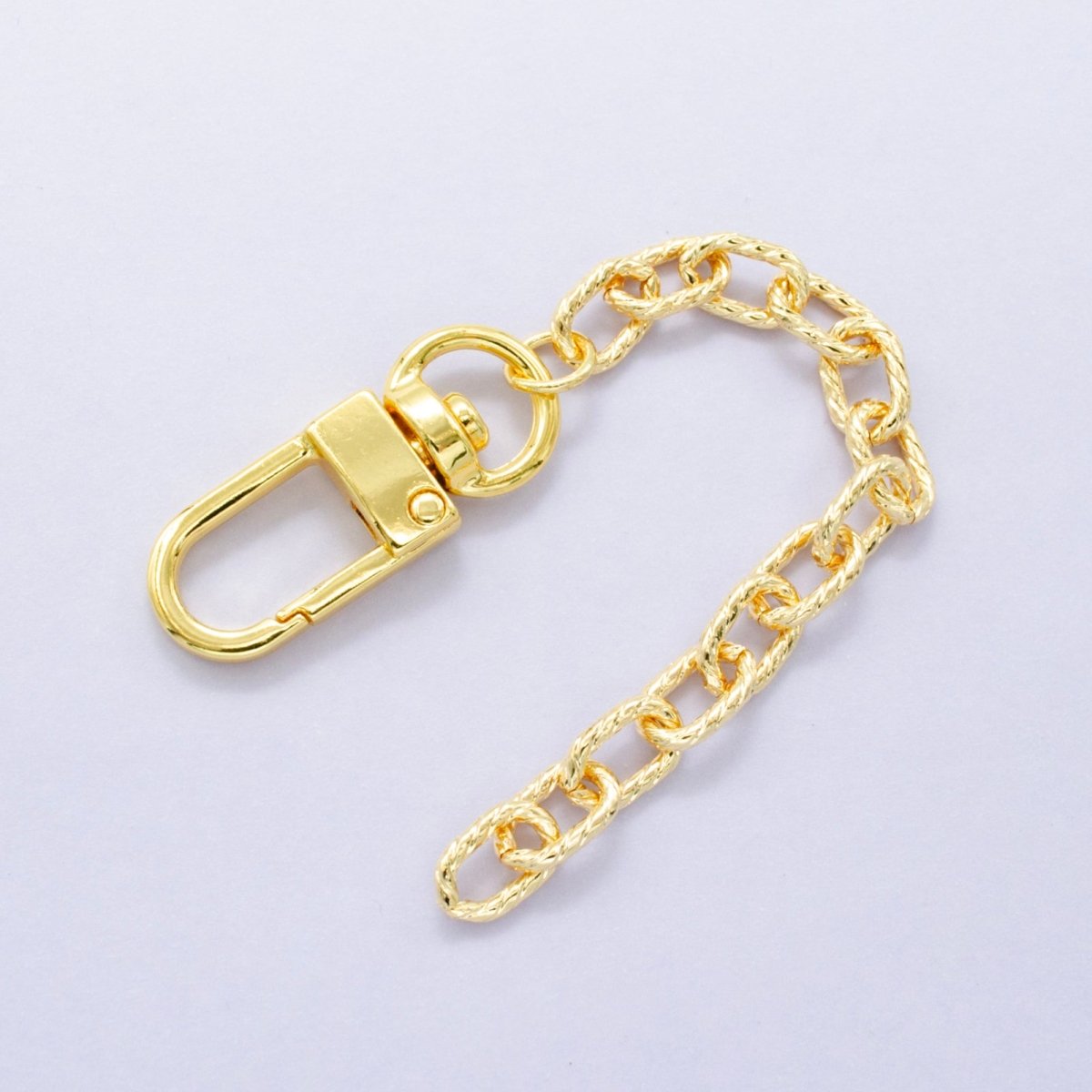 24K Gold Filled 5-Inch Lined Paperclip Chain Bag Purse Charm Swivel Keychain Findings | WA-2902
