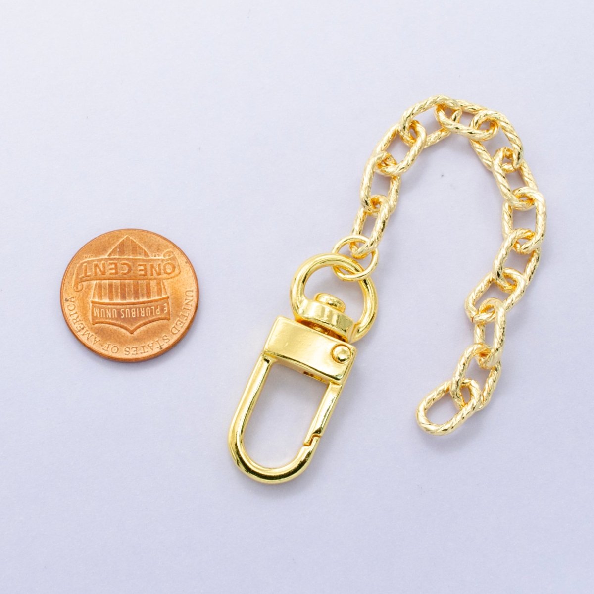 24K Gold Filled 5-Inch Lined Paperclip Chain Bag Purse Charm Swivel Keychain Findings | WA-2902