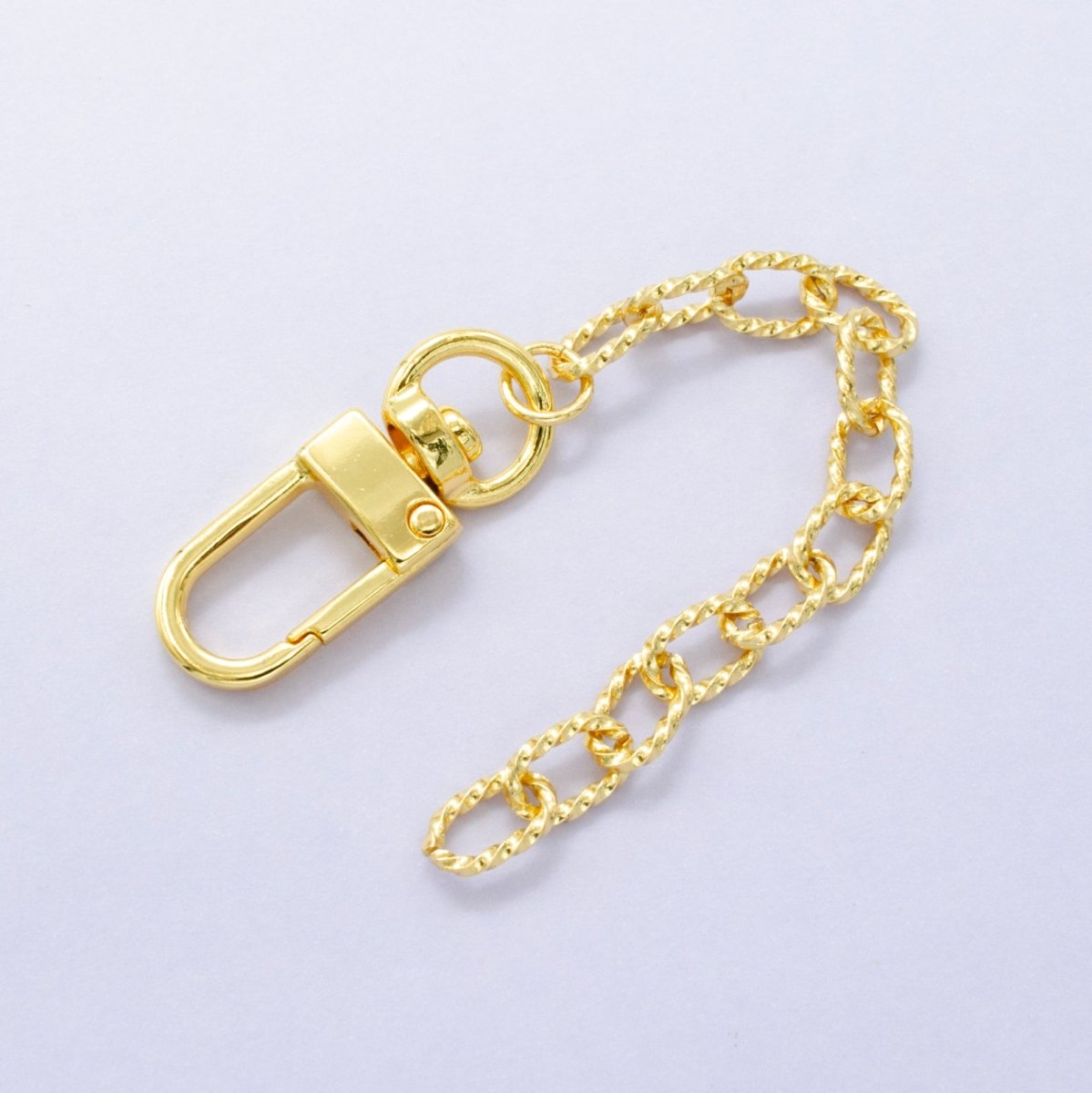 24K Gold Filled 5-Inch Twisted Cable Chain Bag Purse Charm Swivel Keychain Findings | WA-2897
