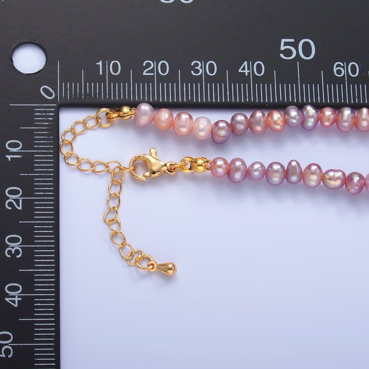 24K Gold Filled 5.5mm Pink Purple Gradient Freshwater Pearl 16 Inch Necklace | WA-3019