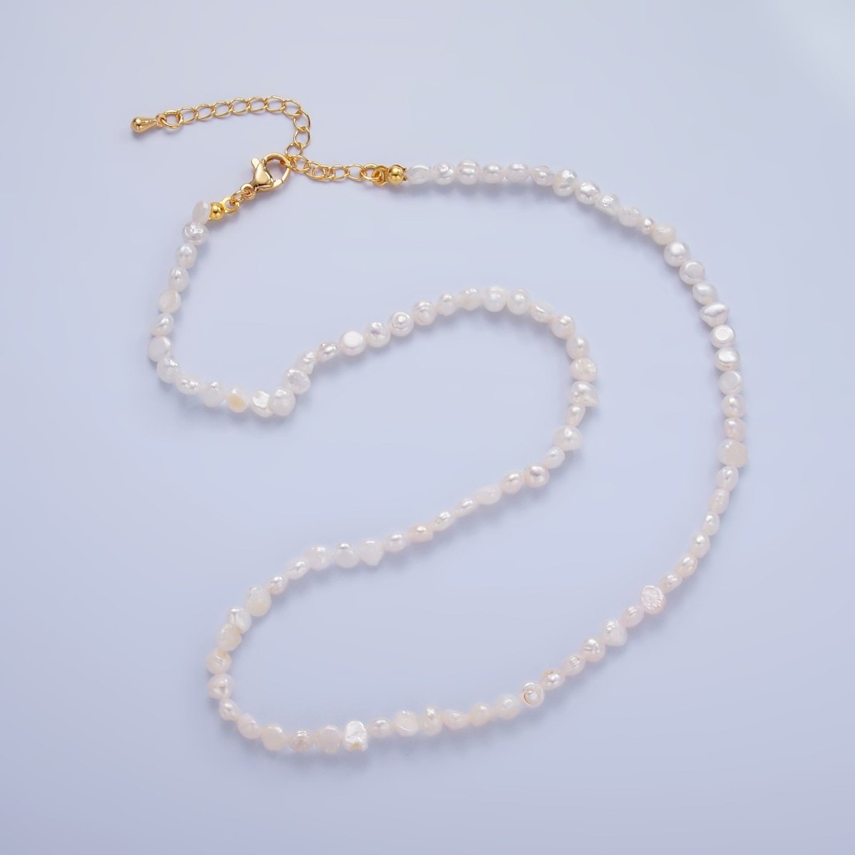 24K Gold Filled 5mm Mini Baroque Freshwater Pearl 16 Inch Necklace | WA-3020