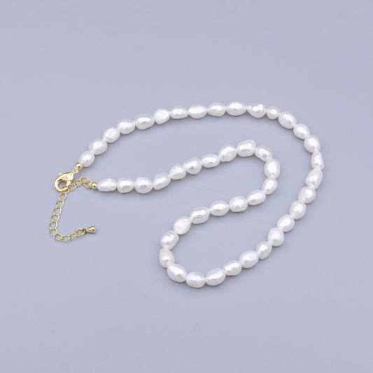 24K Gold Filled 6.5mm Freshwater Pearl 15 Inch Choker Necklace | WA-2912