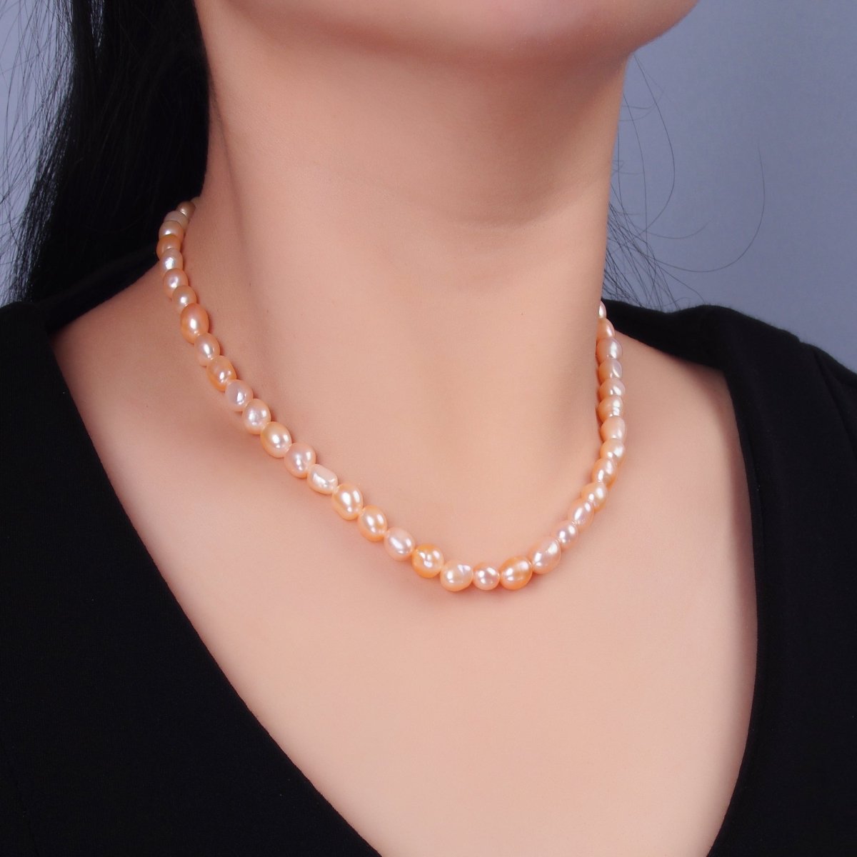 24K Gold Filled 7mm Pink Freshwater Pearl 16 Inch Necklace | WA-3016