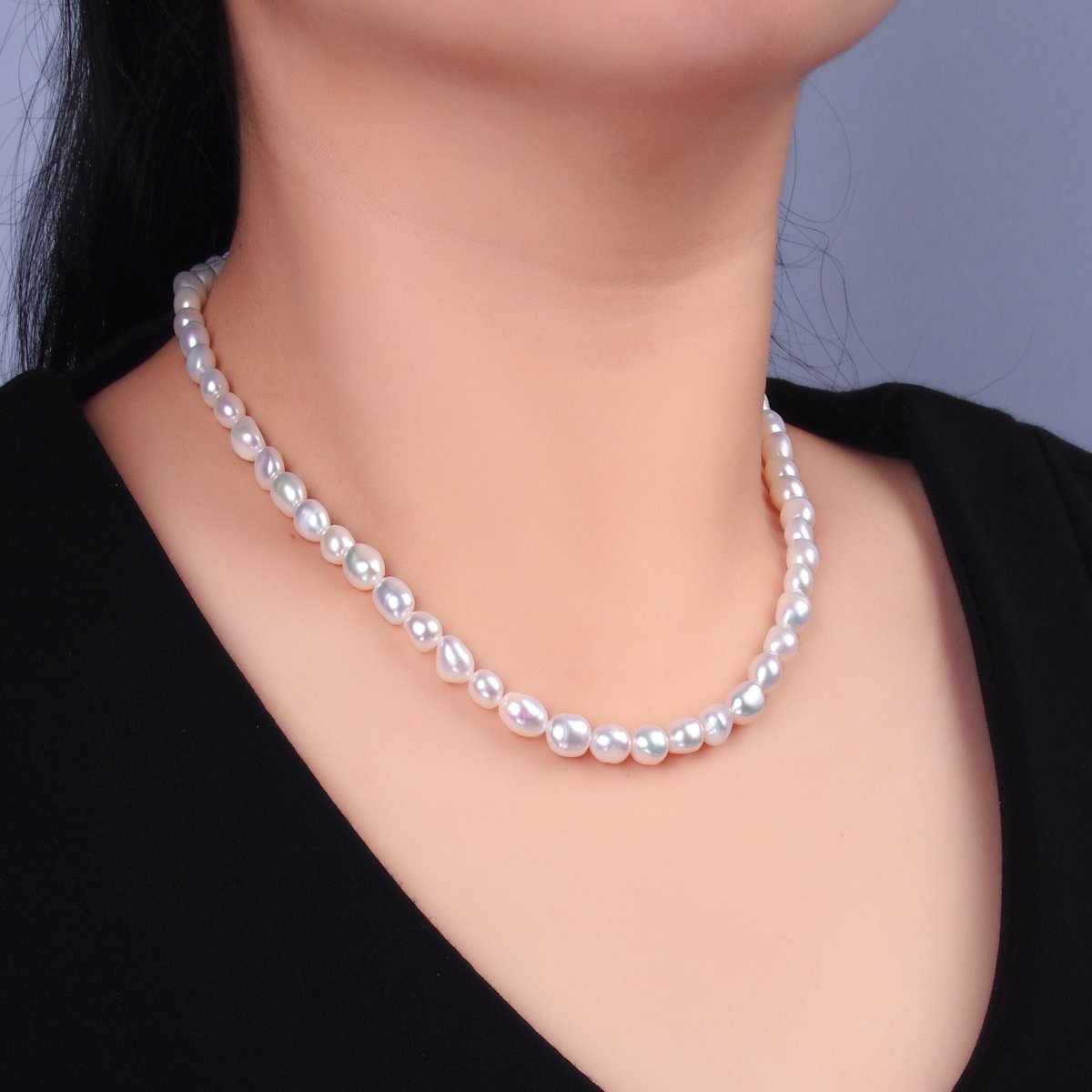 24K Gold Filled 7mm White Freshwater Pearl 16.5 Inch Necklace | WA-3018