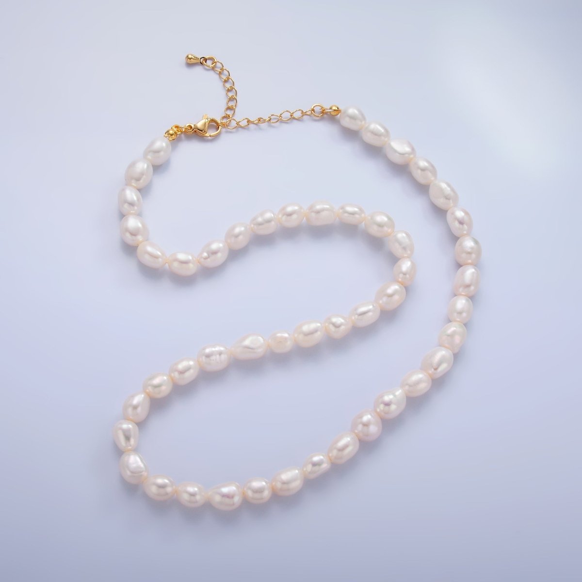24K Gold Filled 7mm White Freshwater Pearl 16.5 Inch Necklace | WA-3018