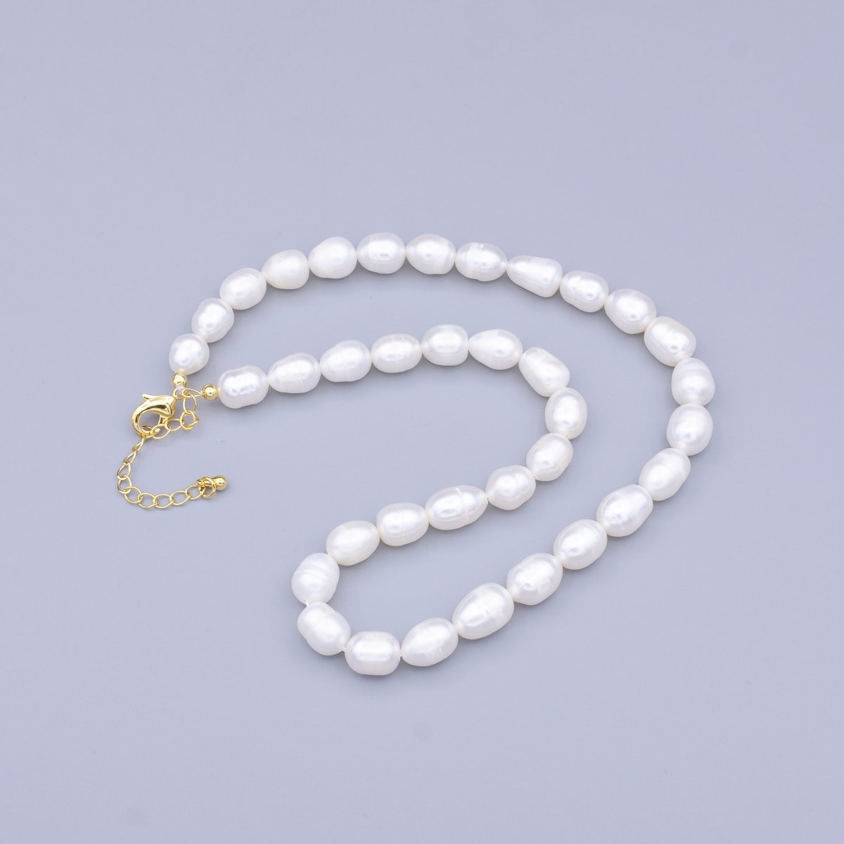 24K Gold Filled 8mm Ringed Freshwater Pearl 15 Inch Choker Necklace | WA-2911