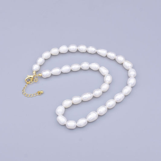 24K Gold Filled 8mm Ringed Freshwater Pearl 15 Inch Choker Necklace | WA-2911