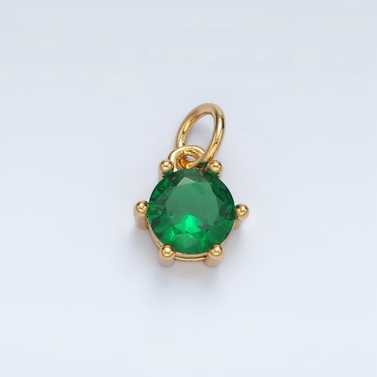 24K Gold Filled 8mm Round CZ Birthstone Personalized Charm | AG871 - AG876