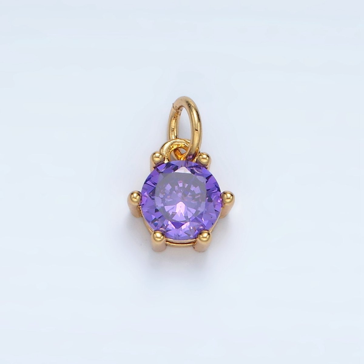 24K Gold Filled 8mm Round CZ Birthstone Personalized Charm | AG871 - AG876