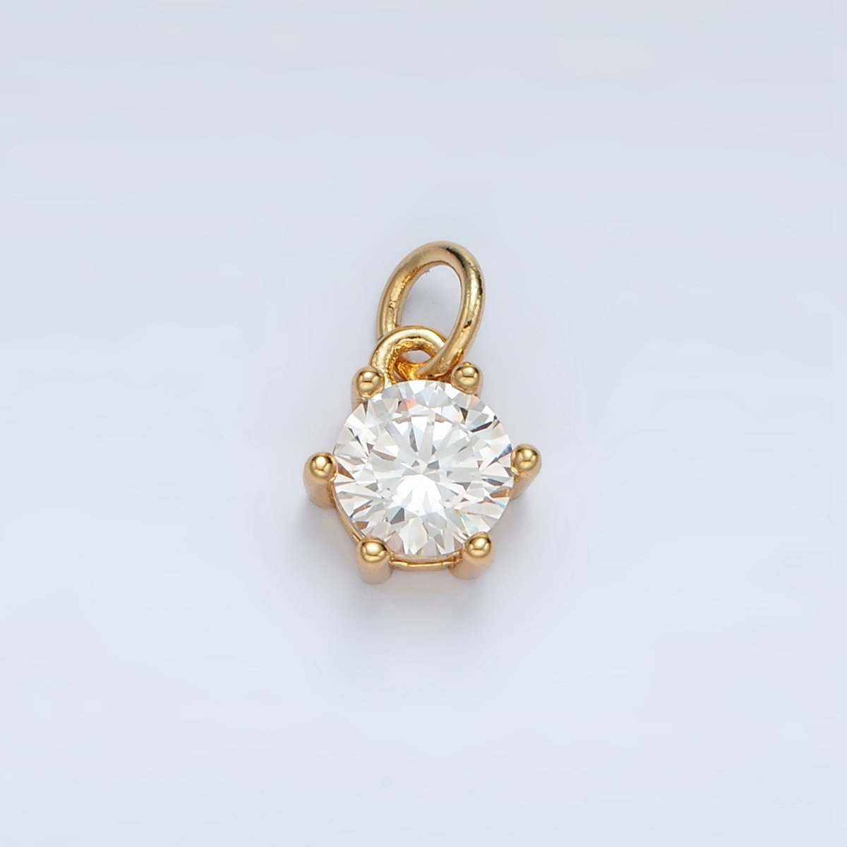 24K Gold Filled 8mm Round CZ Birthstone Personalized Charm | AG871 - AG876