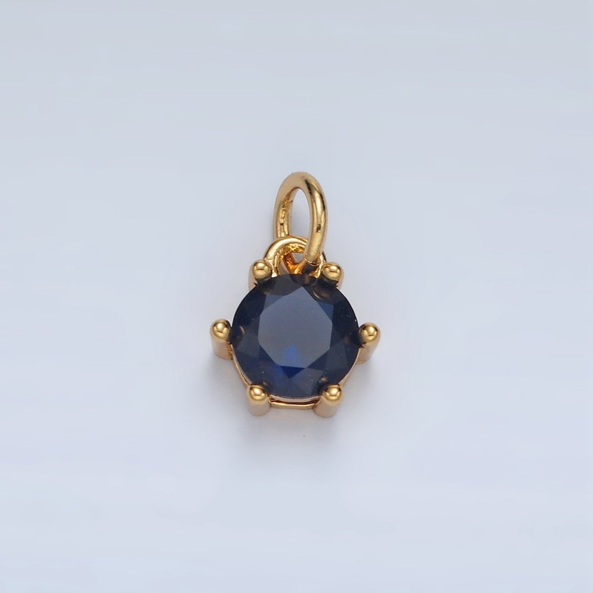 24K Gold Filled 8mm Round CZ Birthstone Personalized Charm | AG871 - AG876