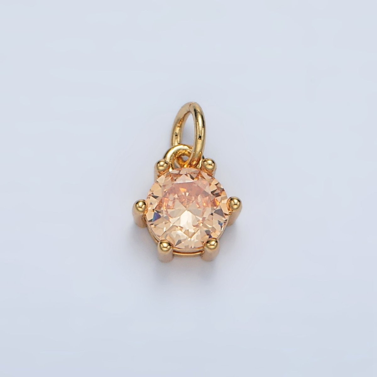 24K Gold Filled 8mm Round CZ Birthstone Personalized Charm | AG871 - AG876