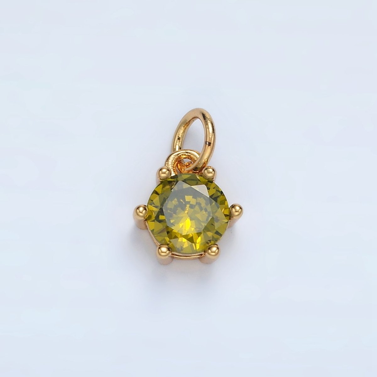 24K Gold Filled 8mm Round CZ Birthstone Personalized Charm | AG871 - AG876