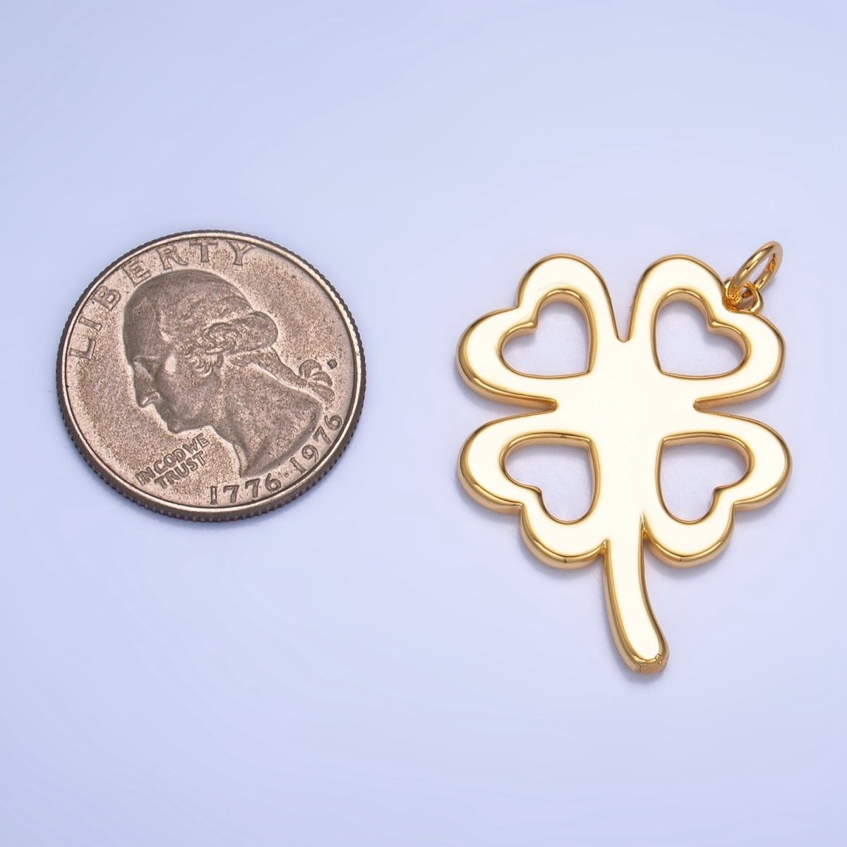 24K Gold Filled Artisan Clover Leaf Charm in Gold & Silver | W051